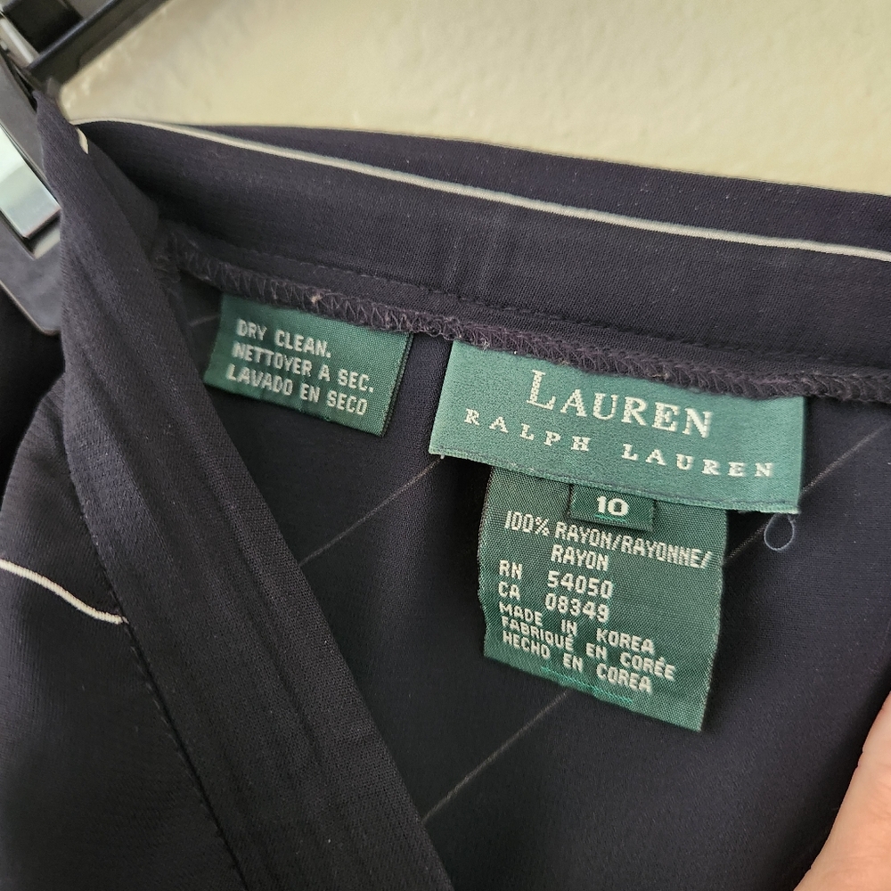 Vintage Lauen Ralph Lauren Navy White Bias Striped Skirt Size 10 28.5" - Picture 2 of 6